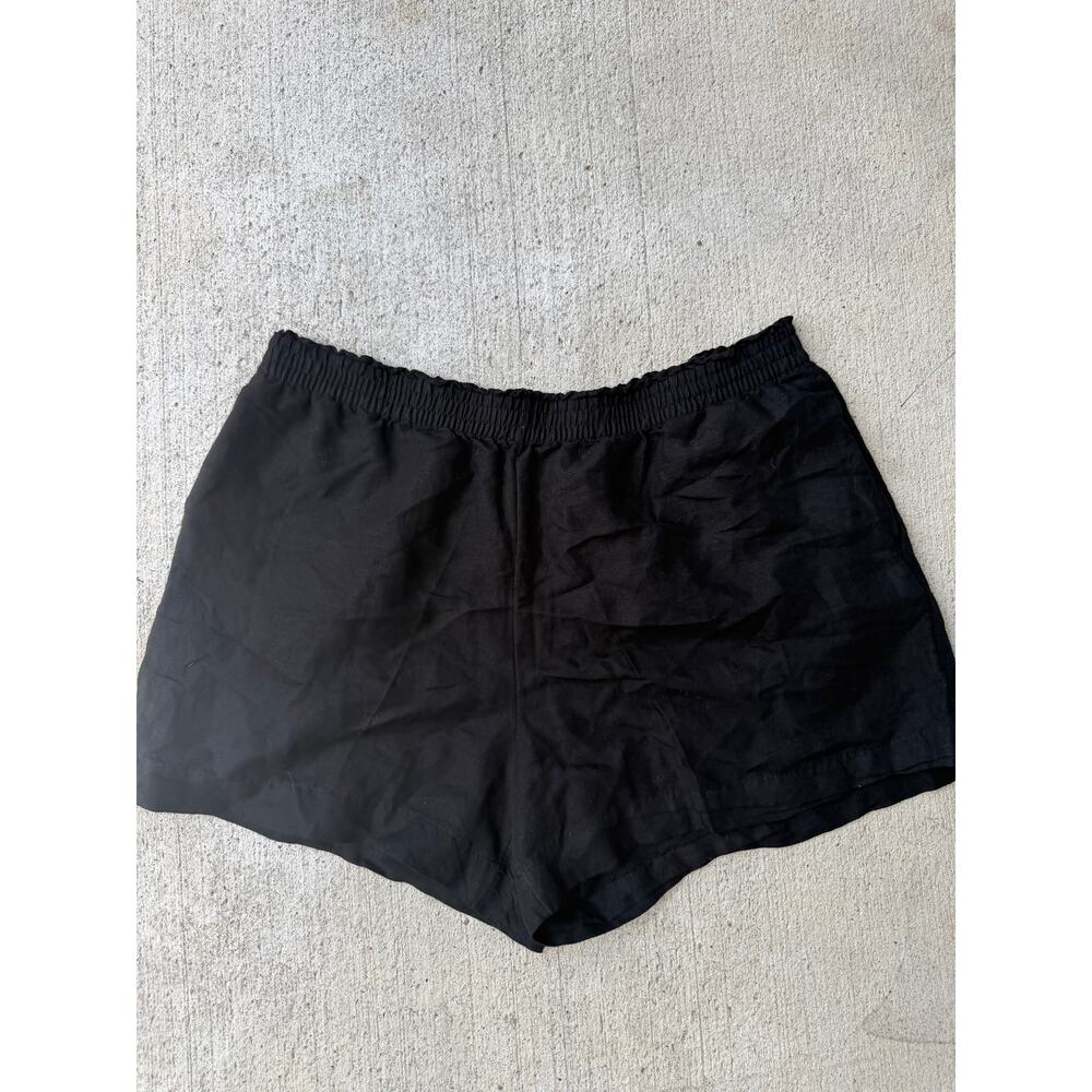 H&M Linen Blend Pull-On Shorts Black – Relaxed Minimalist Summer Shorts XL